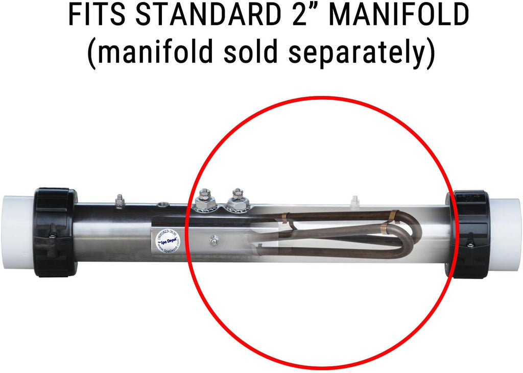Replacement Flo-Thru Hot Tub Spa Heater Element: 5.5kW or 4kW - Flow Through