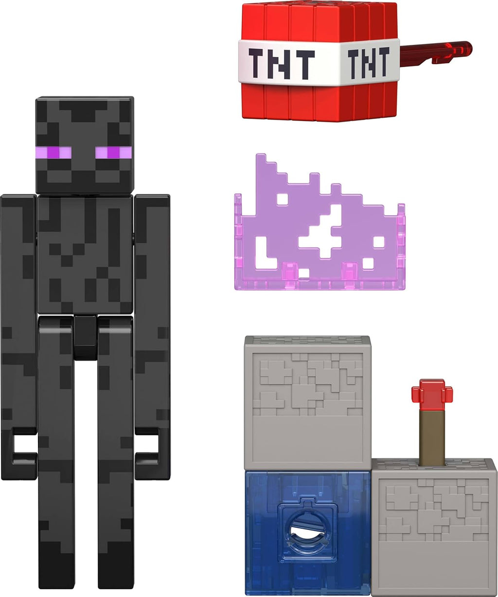 Minecraft Toys, Enderman Action Figure with Accessory & Redstone Building Piece, 3.25-inch Scale Collectible Set