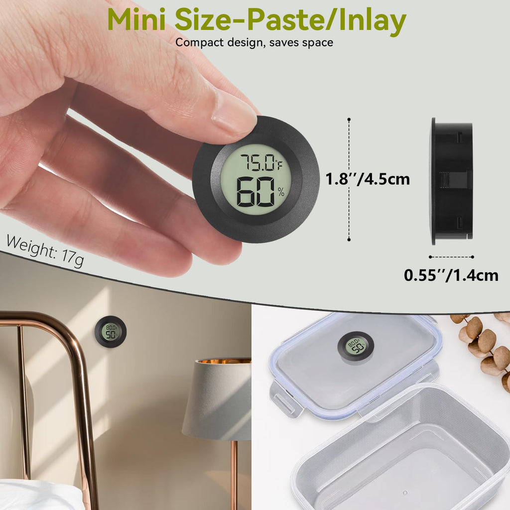 2-Pack Mini Hygrometer & Thermometer, Indoor Digital Humidity Meter