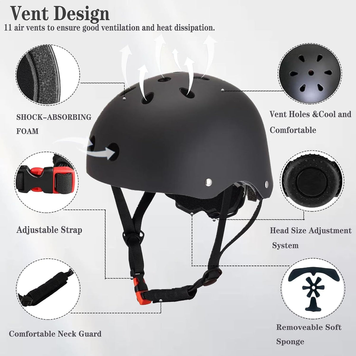 Kids Helmet,Toddler Skateboard Helmets for Ages 2-3-5-8-14 Years Boys Girls with Knee and Elbow Pads Wrist Guards fit
