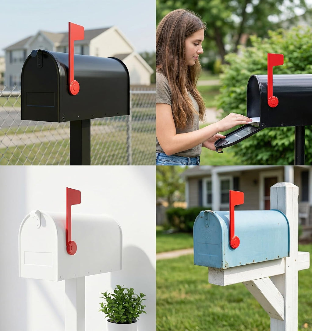 Mail Box Flag Replacement, Red Metal Replacement Mailbox Flag Easy Installation Universal Fits Outgoing Mailbox with