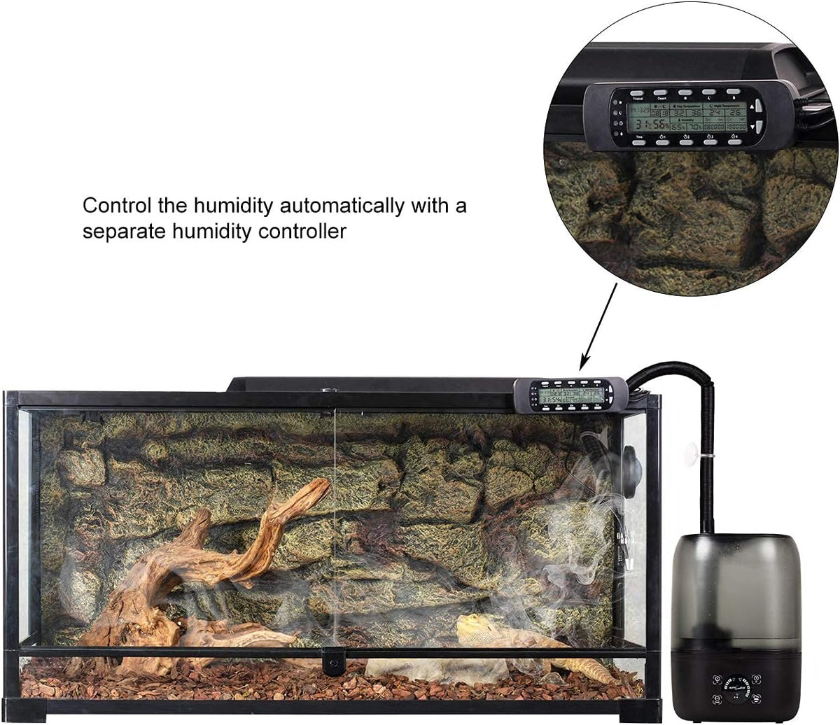 4L Reptile Fogger Mister Tank, Terrariums Digital Tank Timing Humidifier Smart Touch Screen Adjustable Fogger for