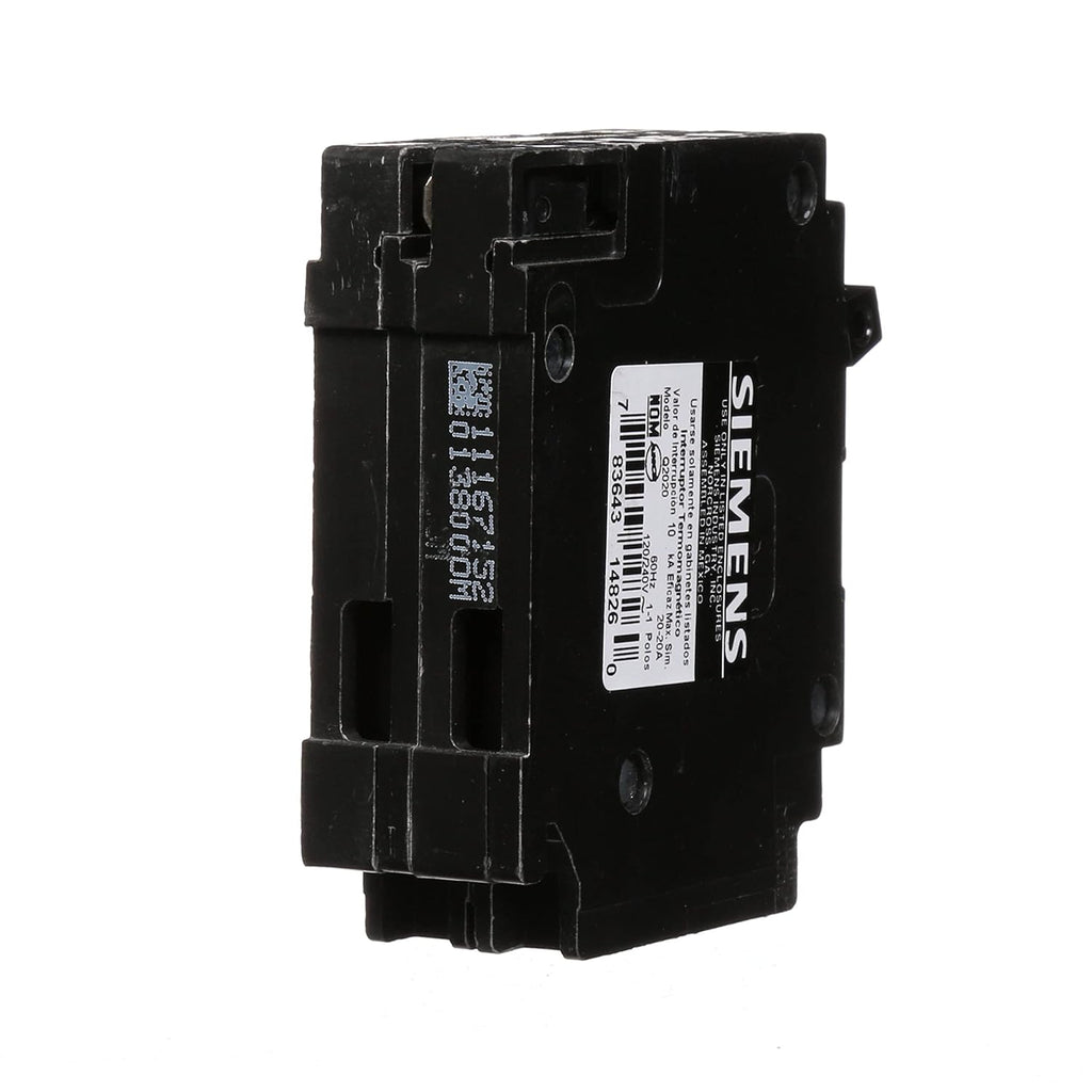 Siemens Q2020 Two 20-Amp Single Pole 120-Volt Circuit Breakers, for use only Where Type QT Breakers are Allowed (Pack of 3)
