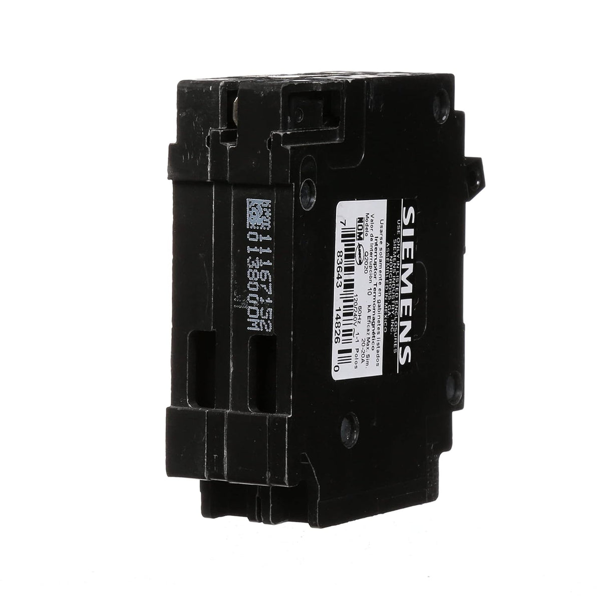 Siemens Q2020 Two 20-Amp Single Pole 120-Volt Circuit Breakers, for use only Where Type QT Breakers are Allowed (Pack of 3)