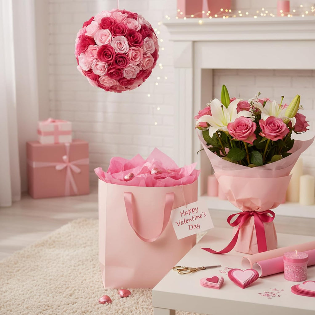 500 Sheets Pink Tissue Paper Bulk 20 x 30 Inch for Fall Floral Packaging