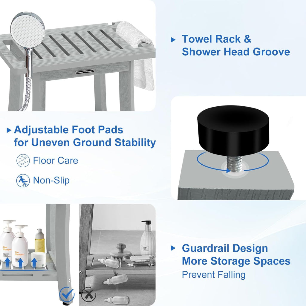 HDPS Shower Benches for Inside Shower to Sit on, Waterproof Shower Stool for Shaving Legs, Heavy Duty 400LBS Shower