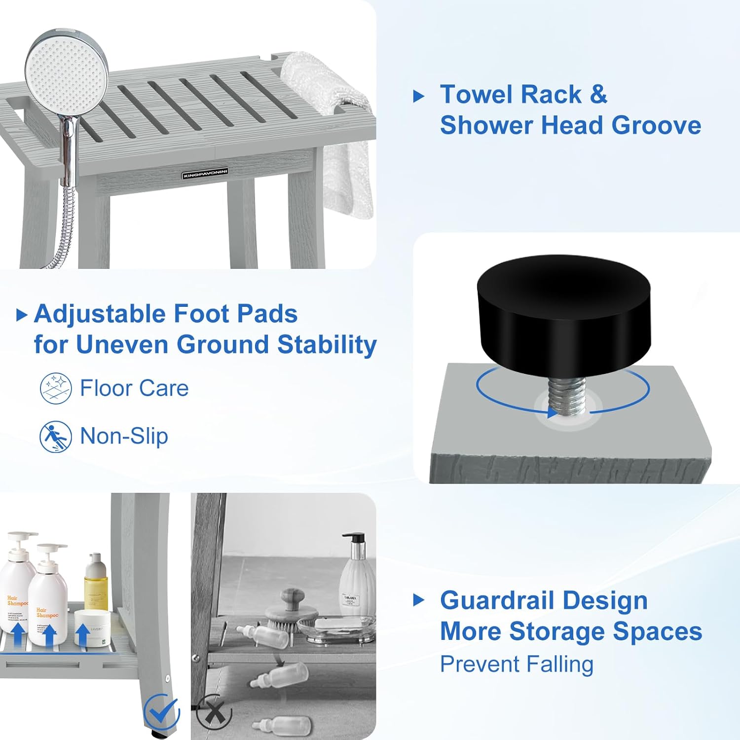 HDPS Shower Benches for Inside Shower to Sit on, Waterproof Shower Stool for Shaving Legs, Heavy Duty 400LBS Shower