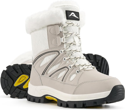 Snow Boots for Women Winter: Womens Warm Fur Lined Mid Calf Booties Waterproof Non Slip Comfort Boot for Hiking Walking