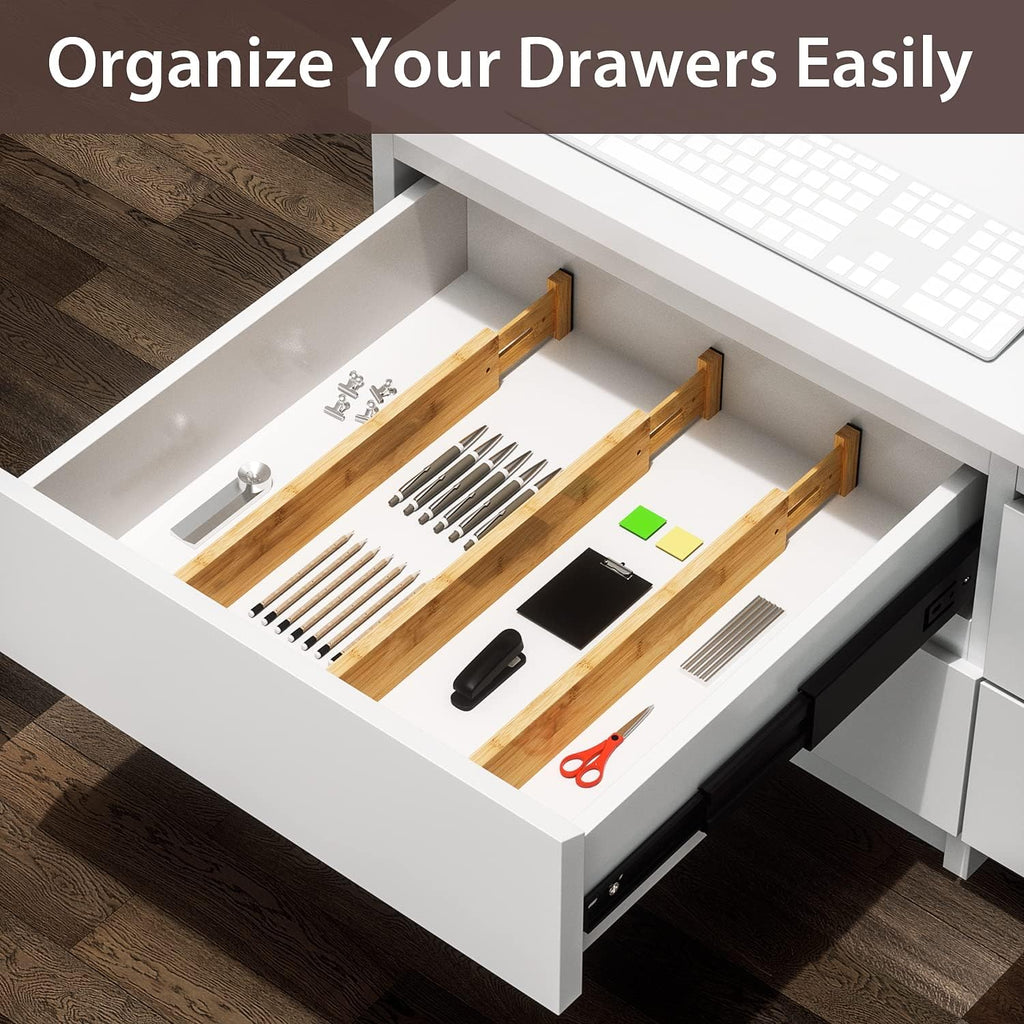 4 PCS Drawer Divider, 17"-22" Adjustable Bamboo Drawer Dividers Organizers, Expandable Separators for Kitchen