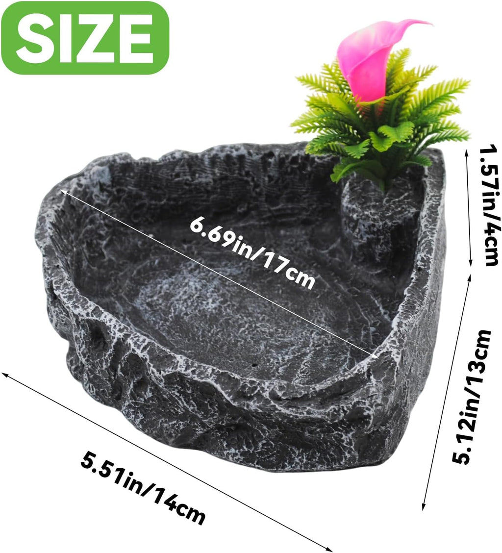 Reptile Water Dish Food Bowl,Corner Rock Terrarium Feeding Bowl Hermit Crab Water,Reptile Feeder Food and Water