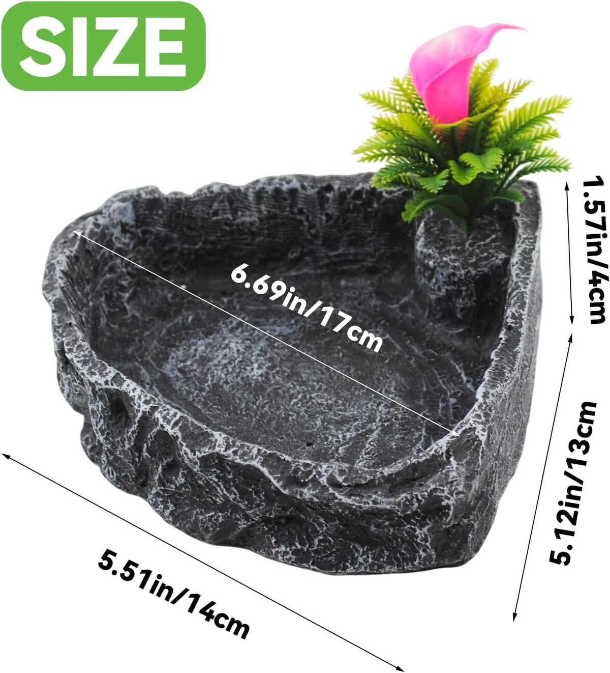 Reptile Water Dish Food Bowl,Corner Rock Terrarium Feeding Bowl Hermit Crab Water,Reptile Feeder Food and Water