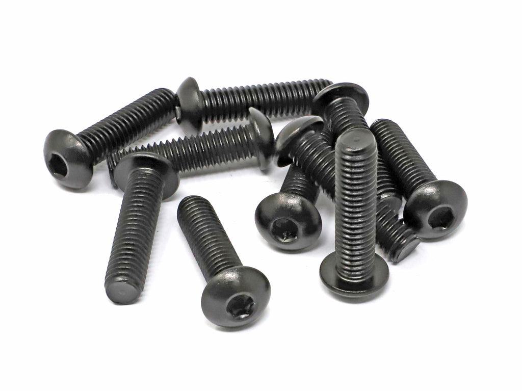 iexcell 10 Pcs 3/8-16 x 1-1/2" Stainless Steel 304 Hex Socket Button Head Cap Screws Bolts, Black Oxide Finish, with Hex Key Spanner