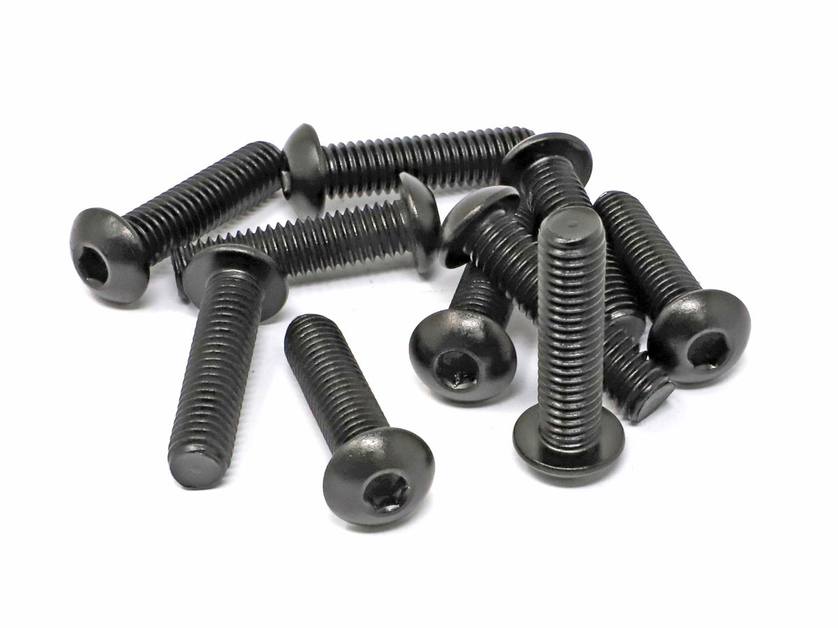 iexcell 10 Pcs 3/8-16 x 1-1/2" Stainless Steel 304 Hex Socket Button Head Cap Screws Bolts, Black Oxide Finish, with Hex Key Spanner