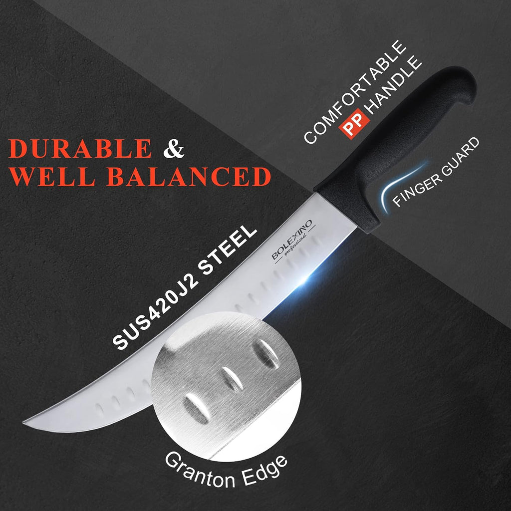 Curved Cimeter Butcher Knife 10 Inch, High Carbon Japanese Steel