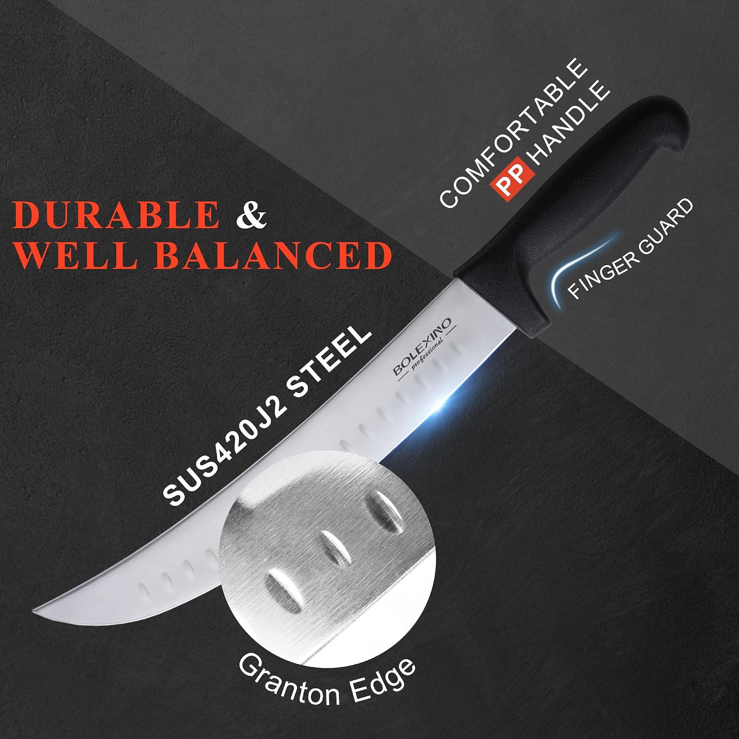 Curved Cimeter Butcher Knife 10 Inch, High Carbon Japanese Steel