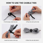 Nettbe Reusable Cable Ties, 126 PCS 8 Inches Adjustable Cord Straps Wire Organizer Cord Wrap and Hook Loop Cable Management