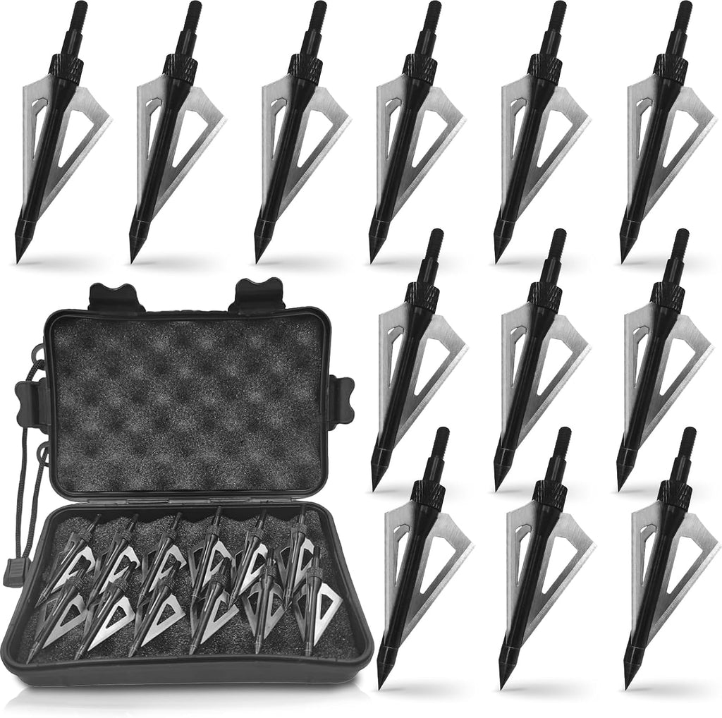 Archery Broadheads, 100 Grains Screw in Arrow Archery 3 Blades Hunting Heads Arrow Tips Compatible Crossbow& Compound