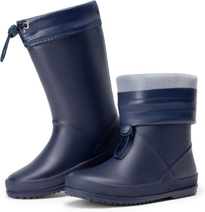 Kids Waterproof Fleece Lined Rain Boots | Lightweight,Non-Slip Outsole,Easy-On,Outdoor Rainy Play,Unisex Boys Girls