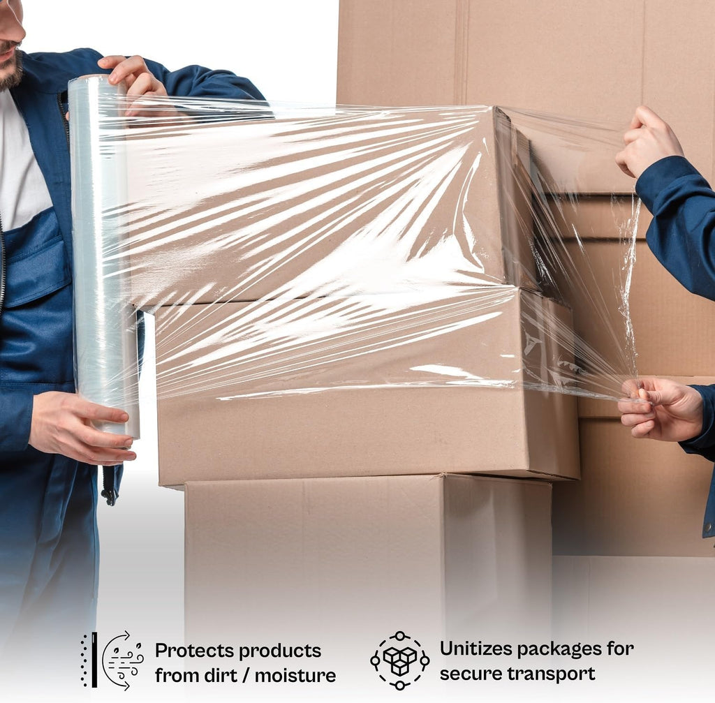 Clear Stretch Wrap, 4 Pack, 15 Inch x 1500 Feet 90 Gauge