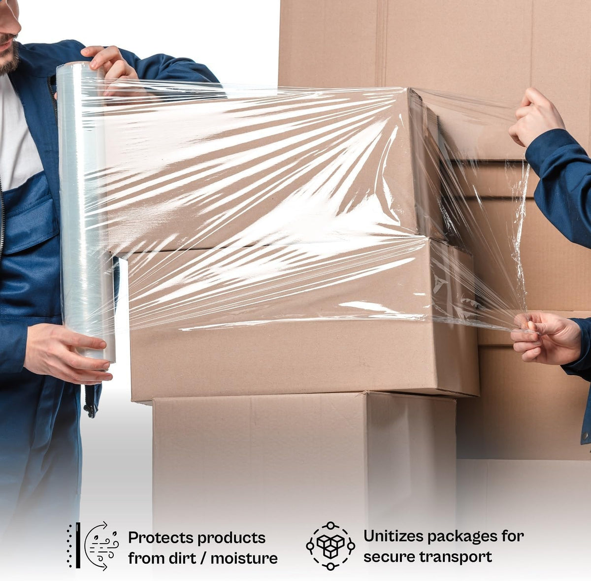 Clear Stretch Wrap, 4 Pack, 15 Inch x 1500 Feet 90 Gauge