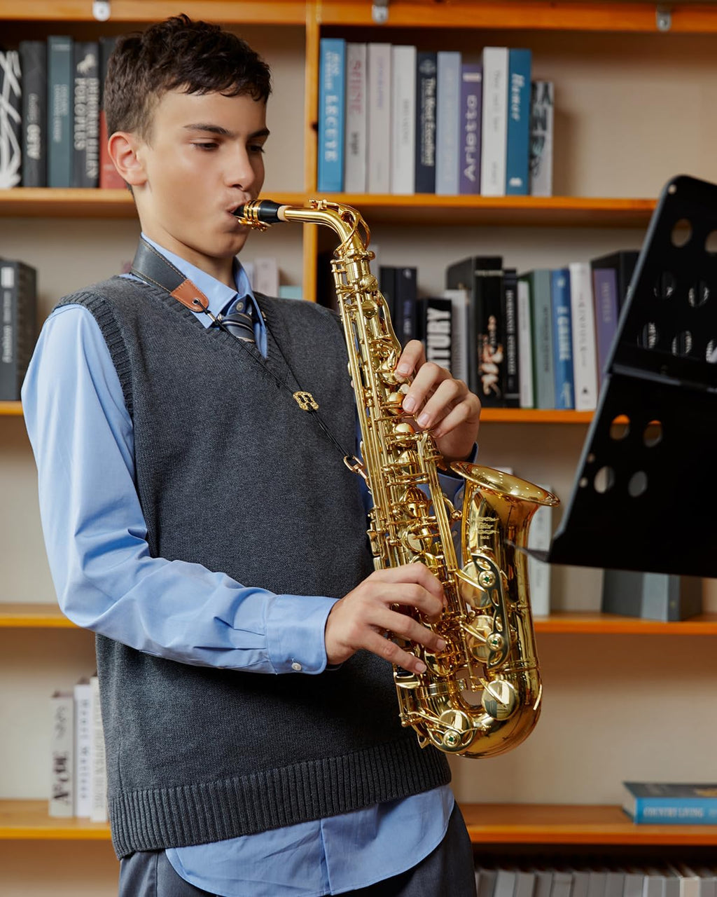 Alto Saxophone Beginner Student Eb Sax, Golden Full Kit, AS-II