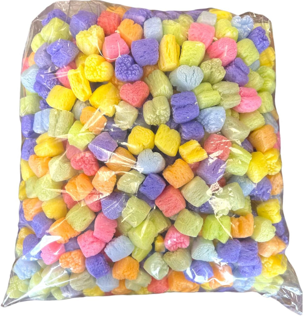 ! Brand FunPak MiniPack Plant Based Biodegradable Packing Peanuts, 0.60 cu ft Bag, Compostable (Rainbow Hearts)