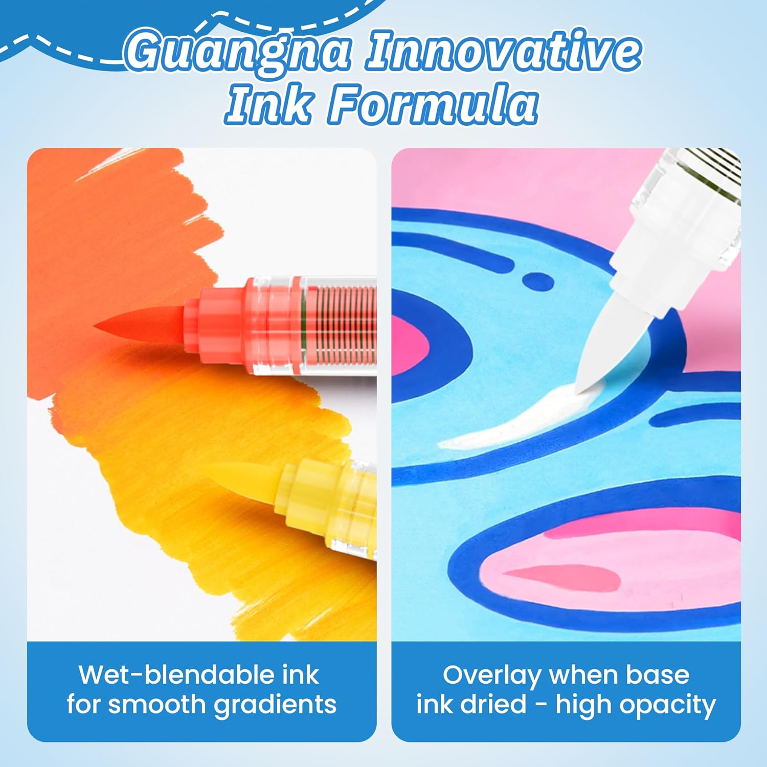 Acrylic Paint Markers Brush Tip, 72 Vivid Colors with Direct-Liquid Ink Control System, Professional-Grade Paint Pen