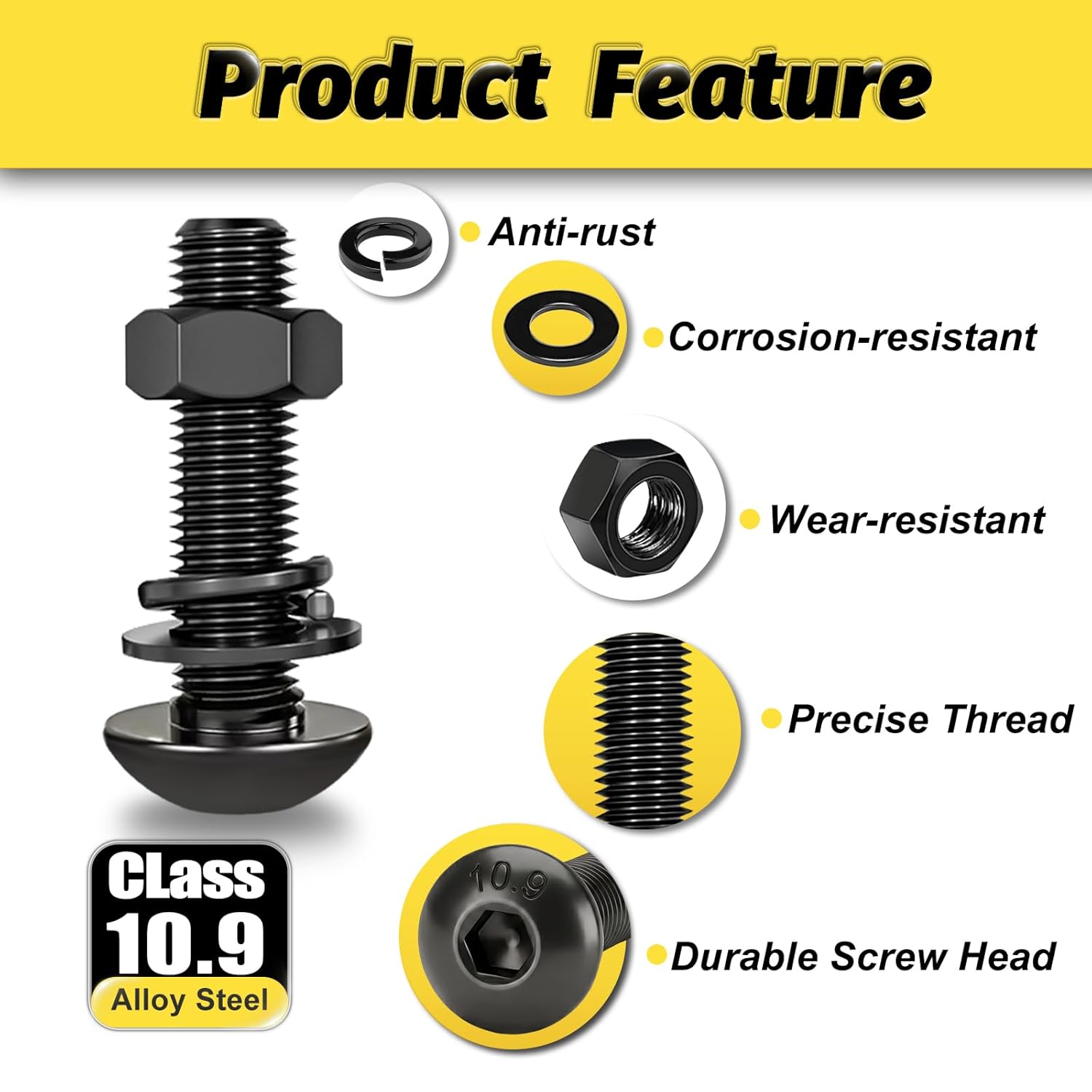 Metric Screw Assortment, 2000PCS Metric Bolt Assortment Kit M2 M3 M4 M5 Machine Screws with Lock & Flat Washers