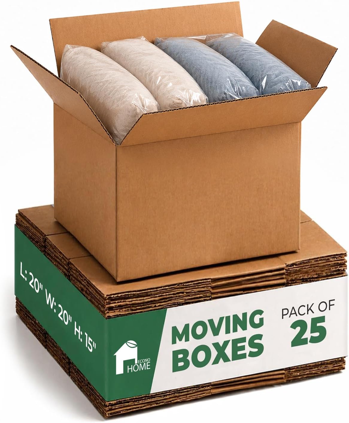 Corrugated Shipping Boxes - 20x20x15" Large Moving Boxes - Durable Cardboard - For Packing, Storage & Small Business