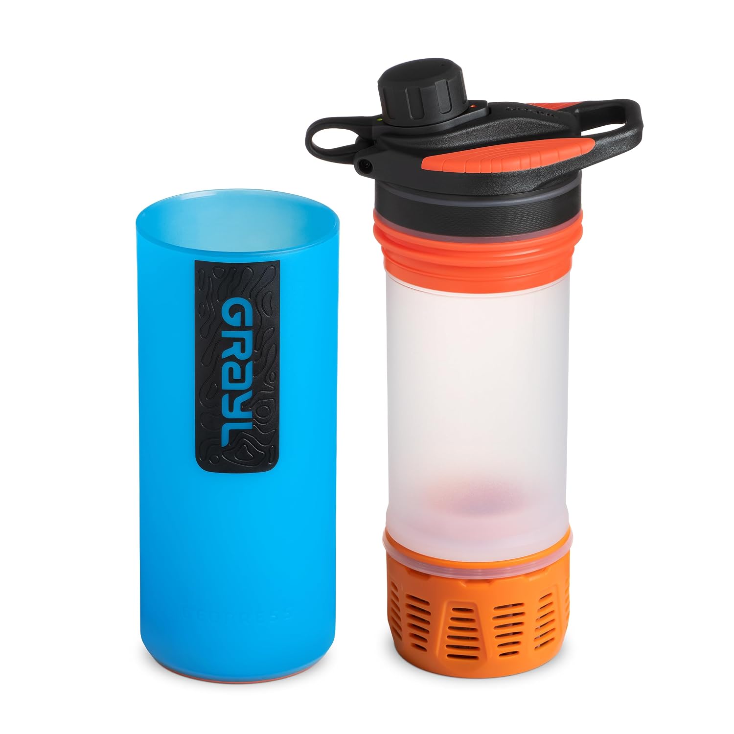 GeoPress 24 oz Water Purifier Bottle - Filter for Hiking, Camping, Survival, Travel (Bali Blue)