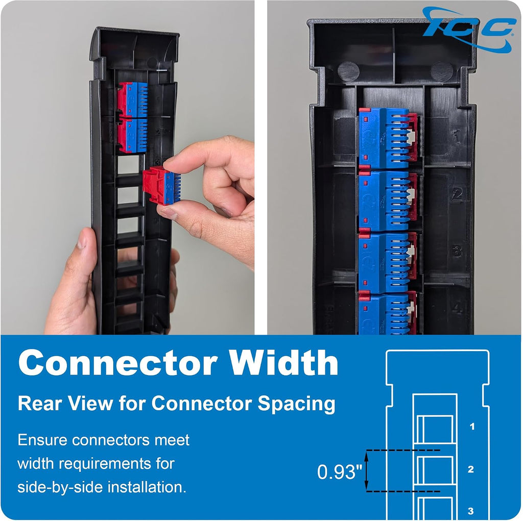 ICC 8-Port Blank Keystone Wall Mount Patch Panel, No Jacks, Black, 1-Pack