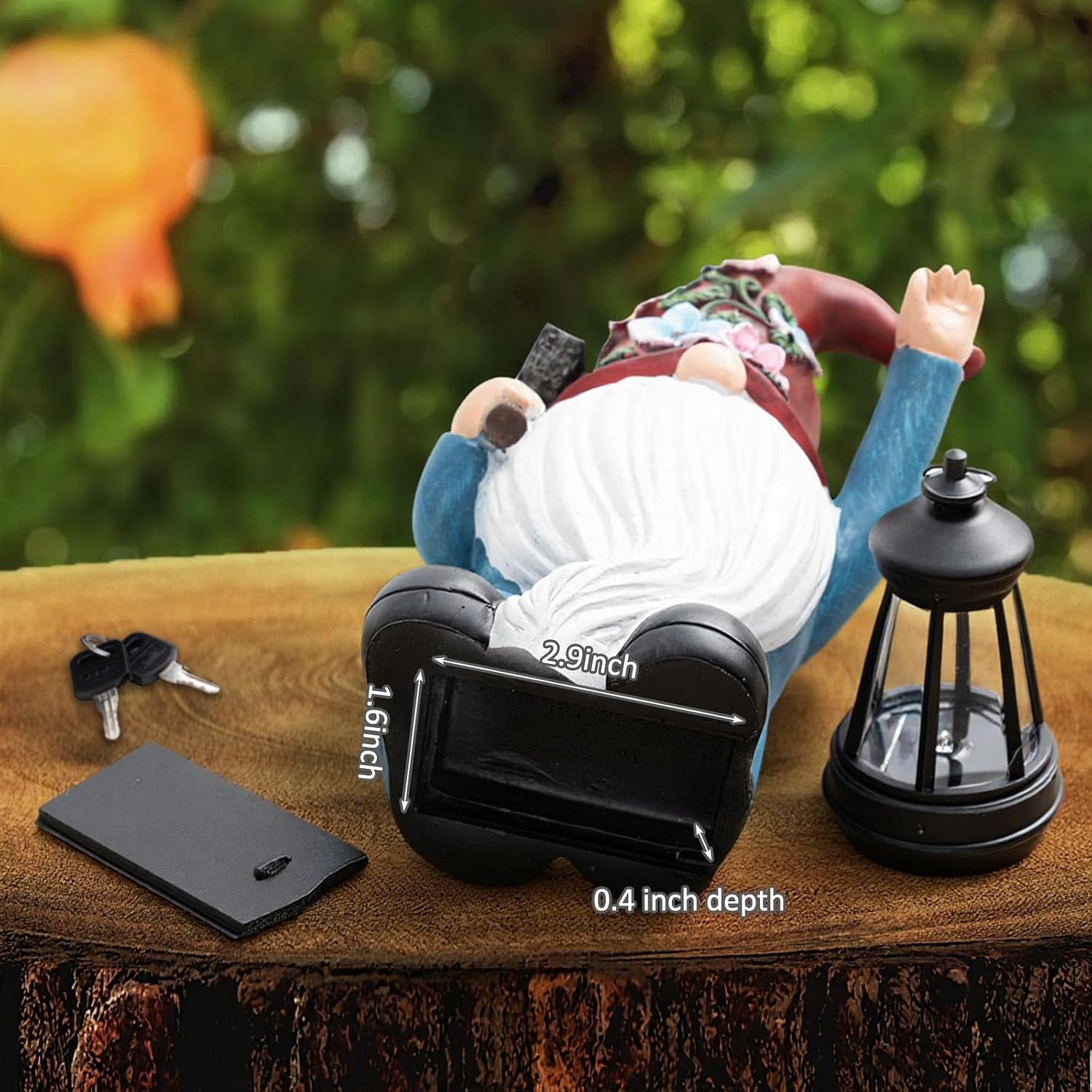 Gnome Hide a Key Outside Figurine Key Hider with Solar Light Yard | Resin Waterproof Garden Statue, Hidden Spare Key