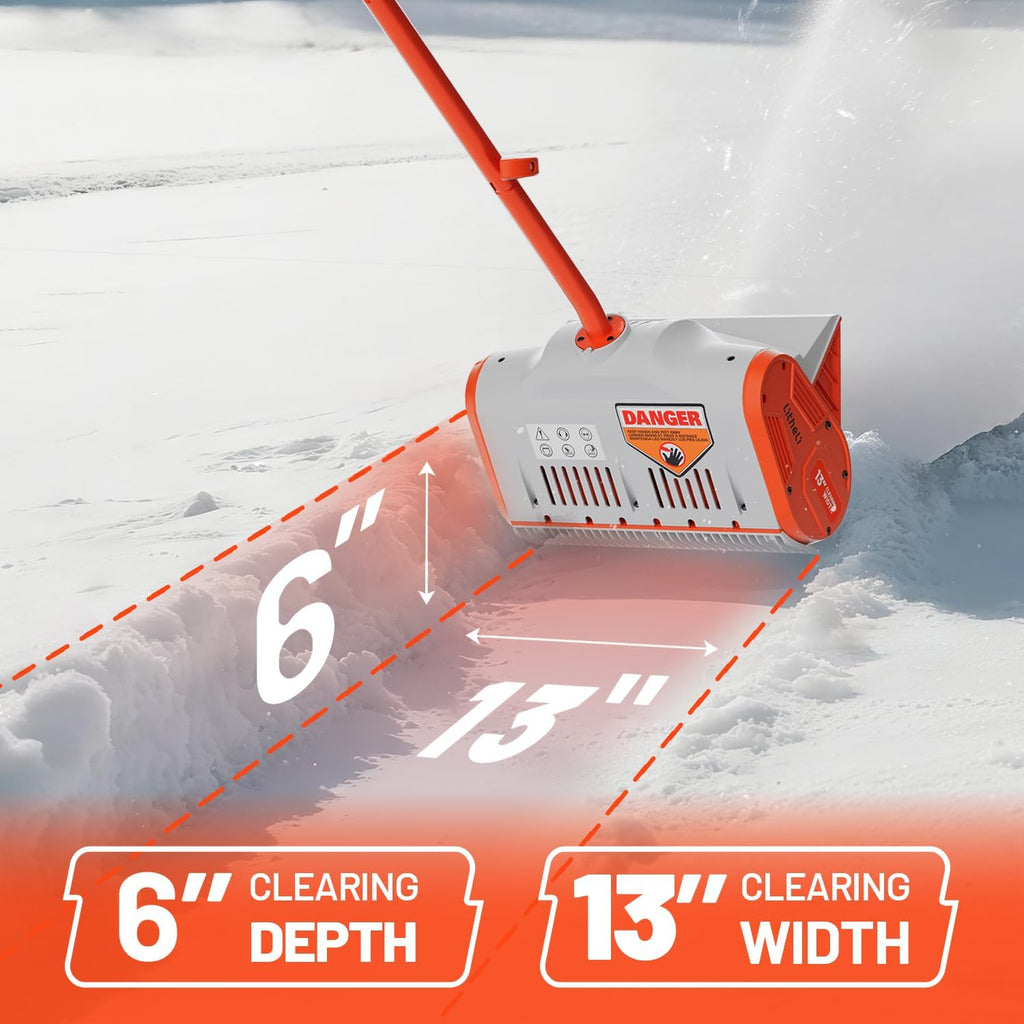 20V Cordless Snow Shovel, 13-Inch Battery-Powered Snow Blower with 4.0Ah Battery, Easy to Use Snow Removal for