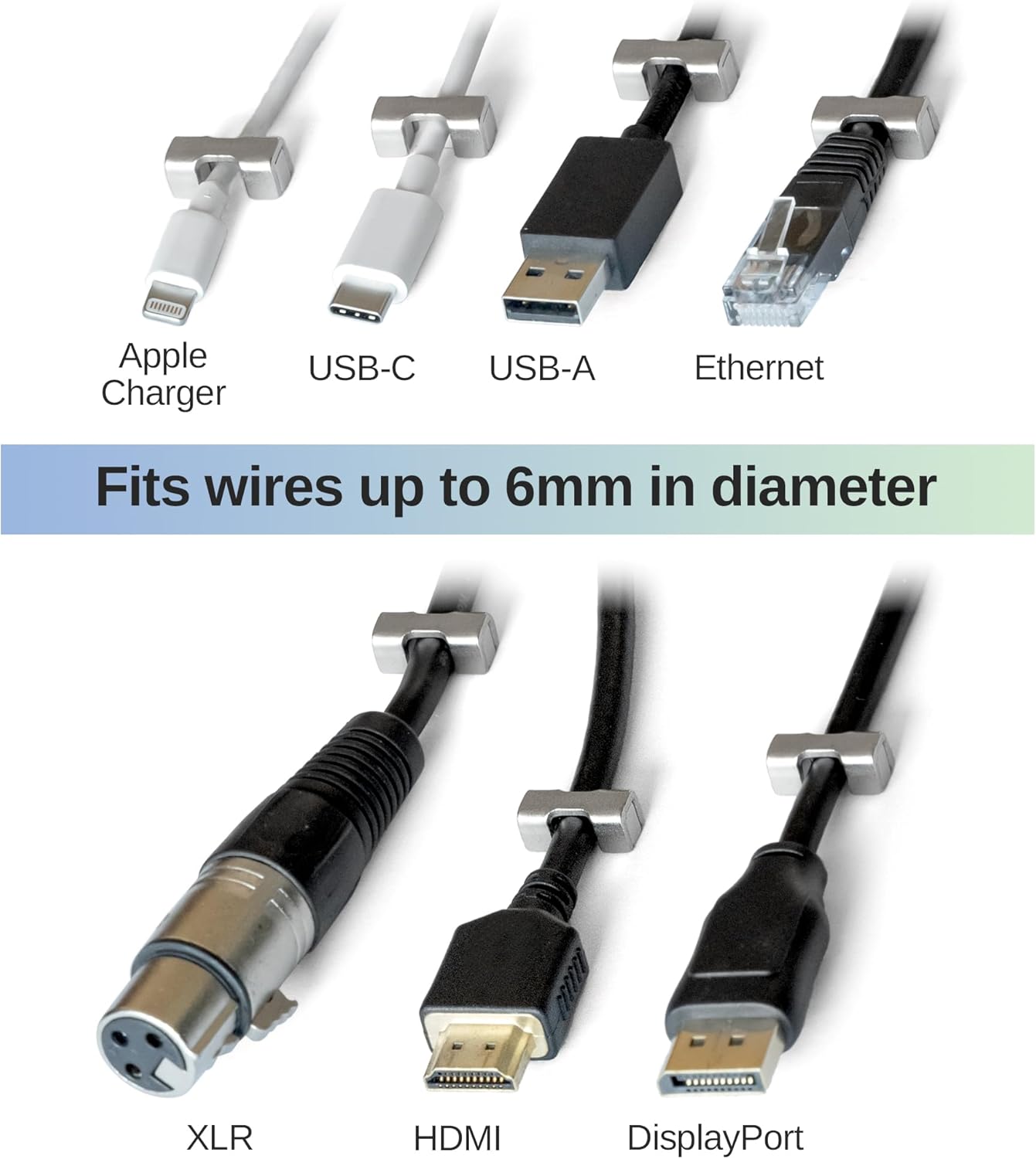 Magnetic Cord Holder, Heavy Duty Neodymium Magnets for Cord Management (10-Pack, Silver) No Adhesives or Cable Ties