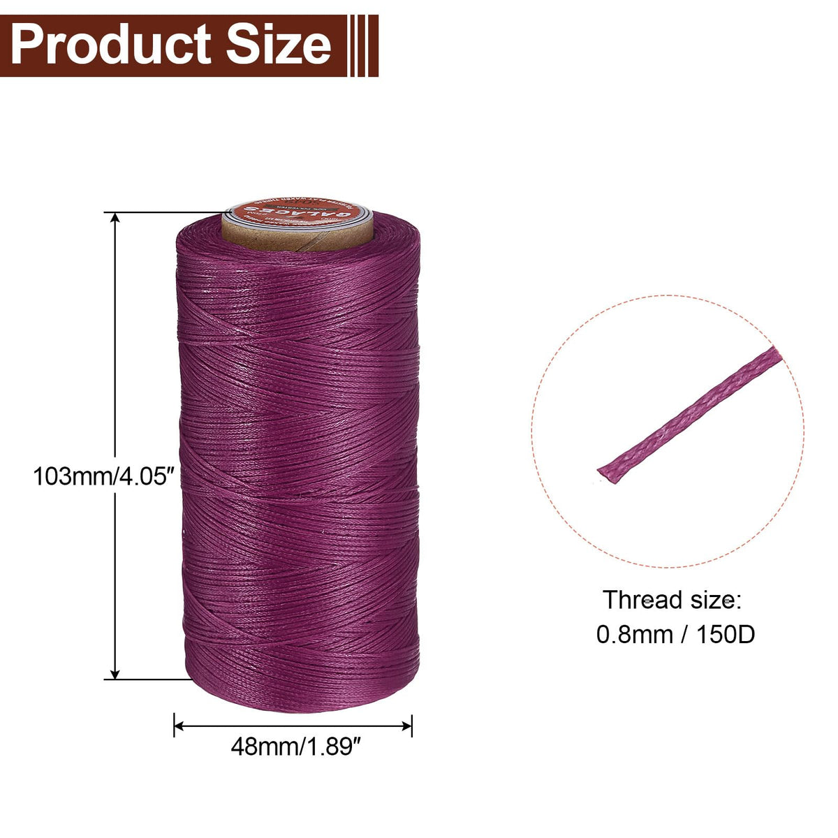Flat Leather Sewing Waxed Thread 270m/295Yards 150D Fuchsia