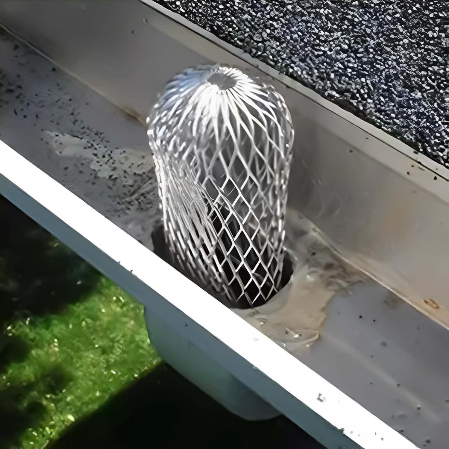 4 Pcs Gutter Downspout Guards 3.5 Inch Aluminum Leaf Filter Strainer Expandable Gutter Downspout Protector for