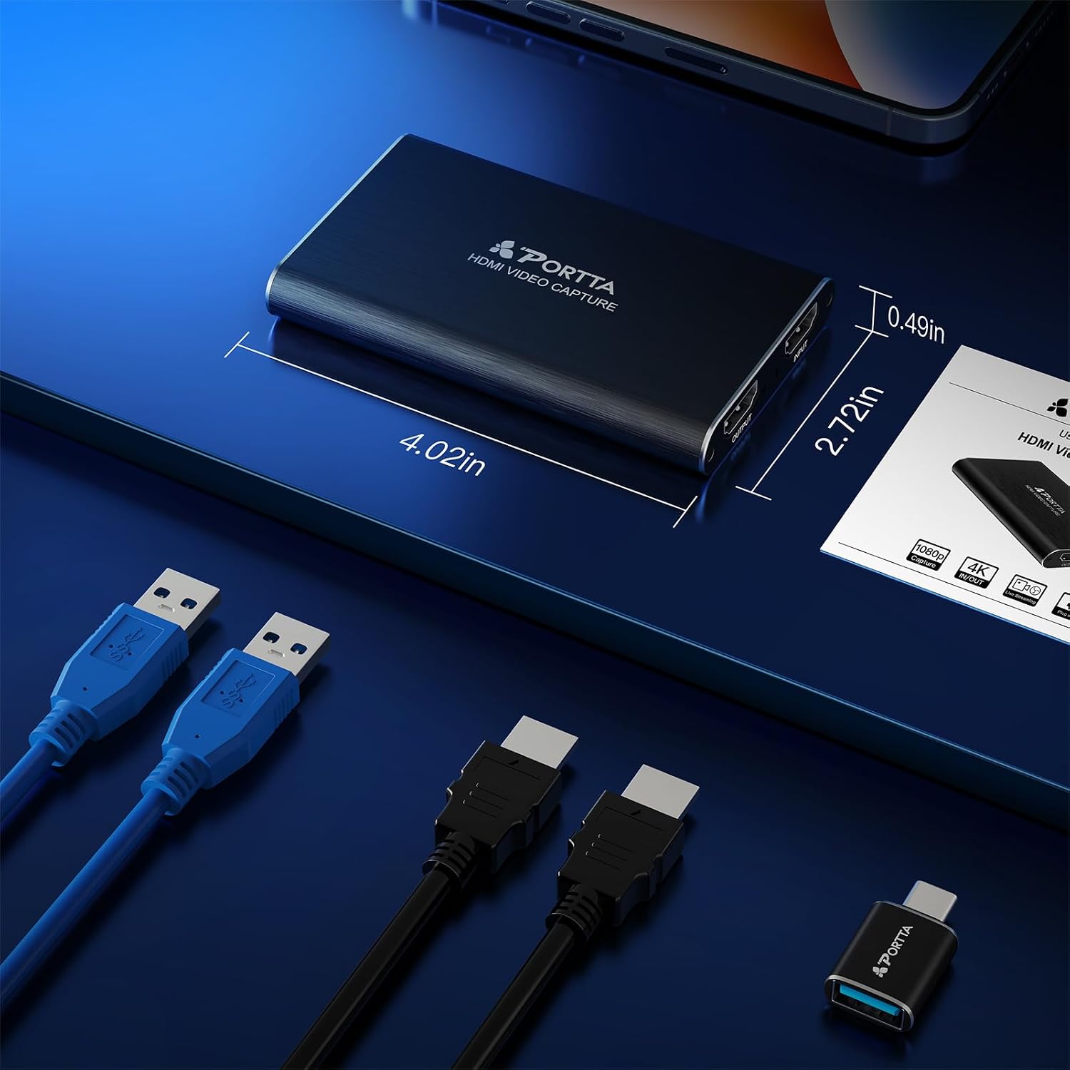 HDMI Video Capture Card, Stream and Record in 1080P60 with Ultra-Low Latency, 4K HDMI in/Loop Out, USB 3.0 to PC