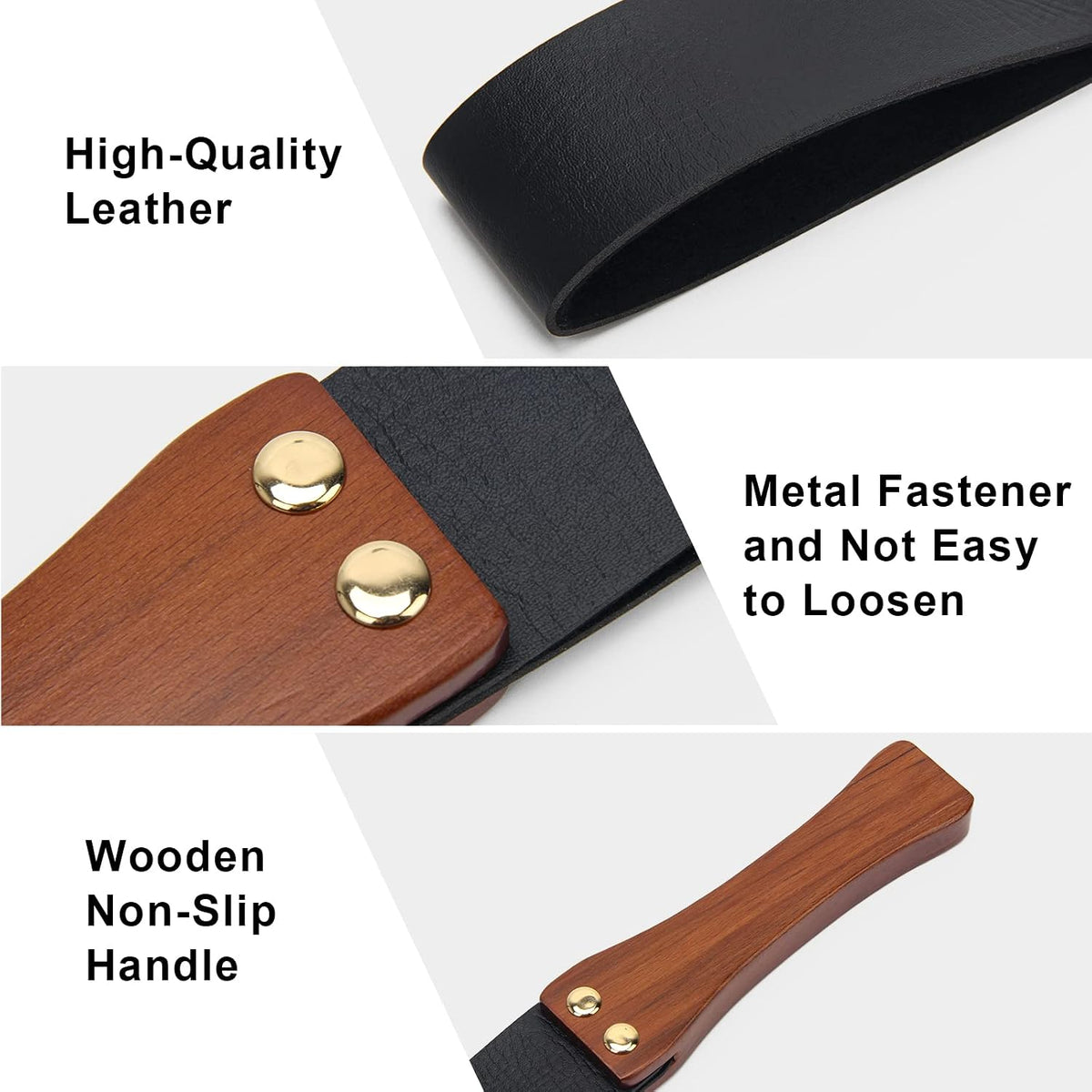 19 Inch Riding Crop for Horse, Leather Paddle with Anti-Slip Wooden Handle, Equestrianism Crops, Black Crops for Horses