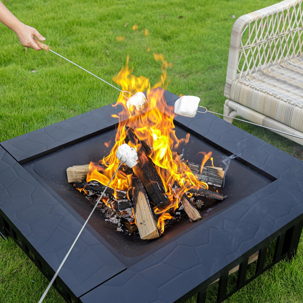 32 inch Square Outdoor Fire Pit Table with Spark Screen