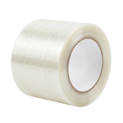 Mono Filament Strapping Tape, Transparent, 4 Inch x 1250 Inch, 5.5 Mil, Fiberglass Reinforced