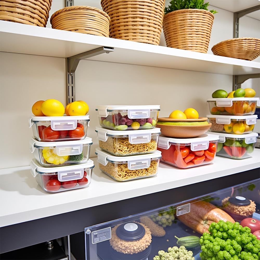 2 Cup Square Glass Food Storage Containers, Small Square Storage Containers With Airtight Lids Leak-proof, BPA free