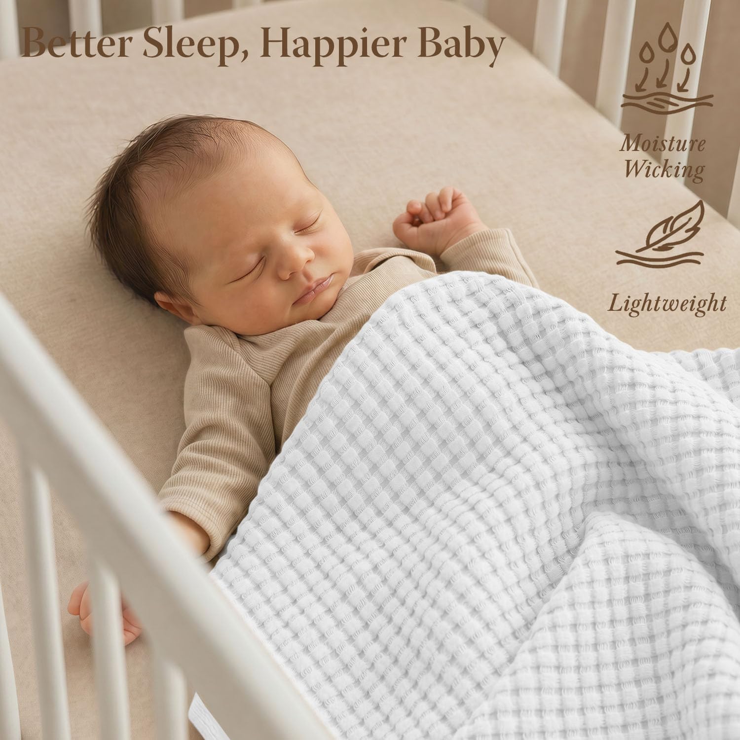 Cooling Waffle Baby Blanket | Made from Rayon Derived from Bamboo | Breathable Swaddle Blankets for Newborns | 41 x