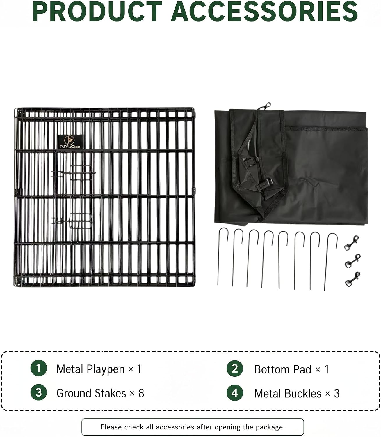 Octagonal Dog Playpen with Bottom Pad - Metal Foldable Exercise Pen, 8 Panels 24" H x 24" W Indoor Outdoor Pet Fence