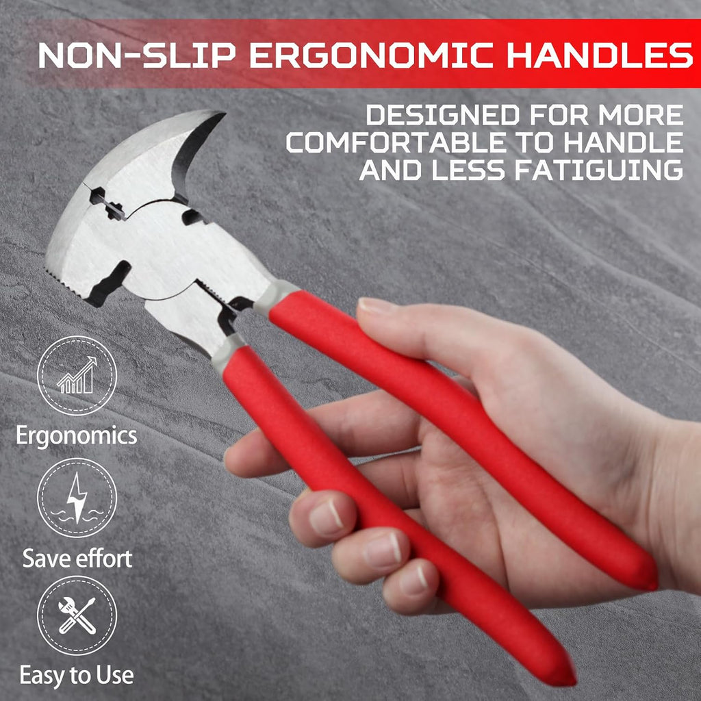 Multi Tool 9.5-Inch Fencing Pliers With Hammer Fence Cutter Nail Puller Wire Cutting Hammer Head Pliers