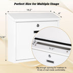Mail Boxes with Key Lock,Locking Mailbox Wall Mounted,Security Metal Mailbox Drop Box, Modern Large Capacity,Steel
