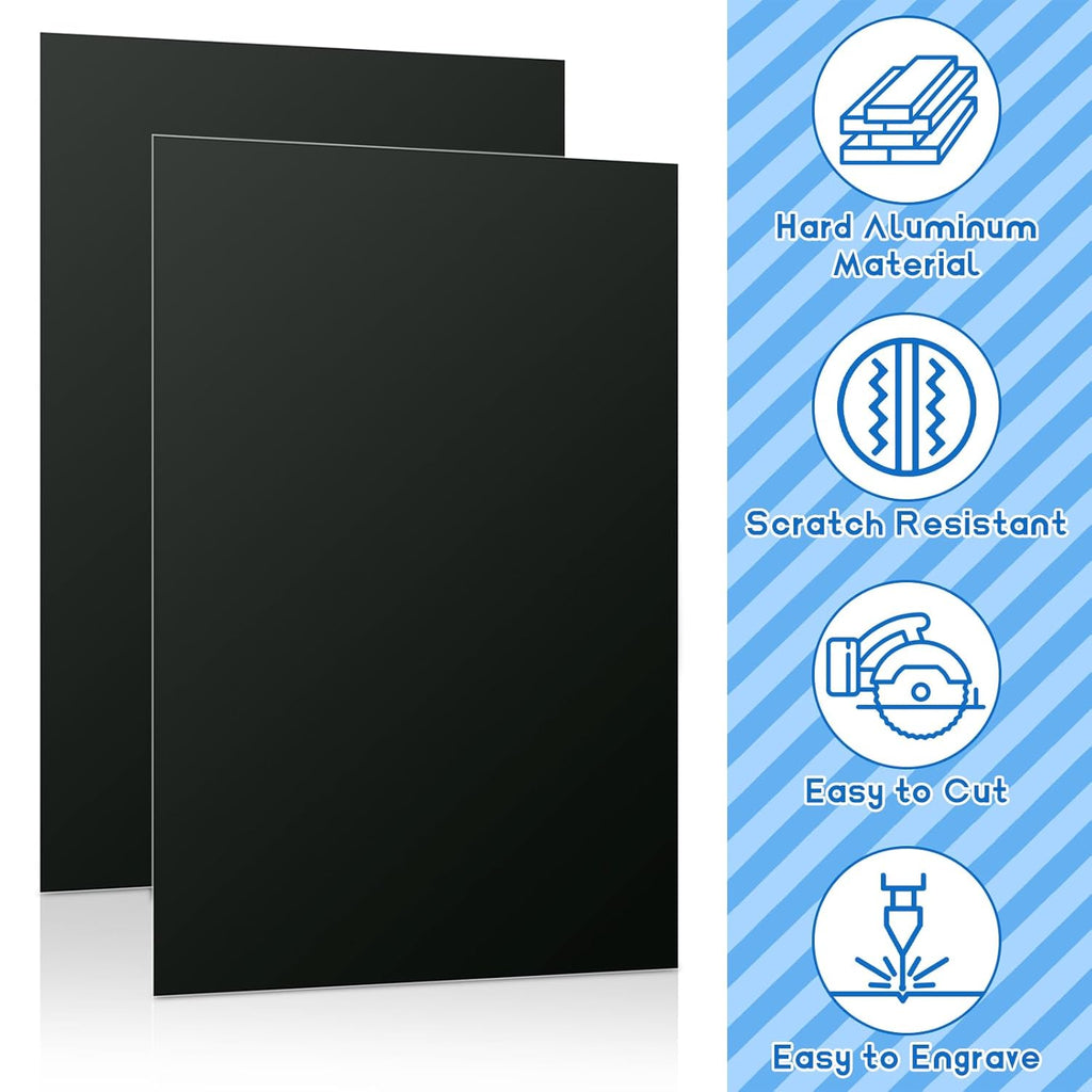 7x5x1/32inch Anodized Aluminum Sheet Metal, 10 Pack Black Aluminum Plate 0.8mm Thick Engraving Blanks for Laser