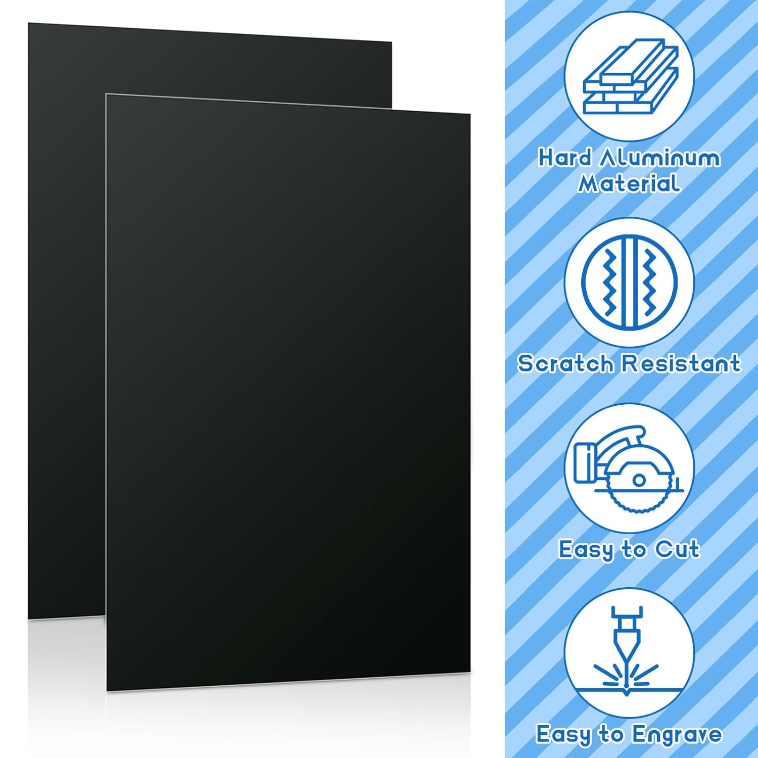 7x5x1/32inch Anodized Aluminum Sheet Metal, 10 Pack Black Aluminum Plate 0.8mm Thick Engraving Blanks for Laser