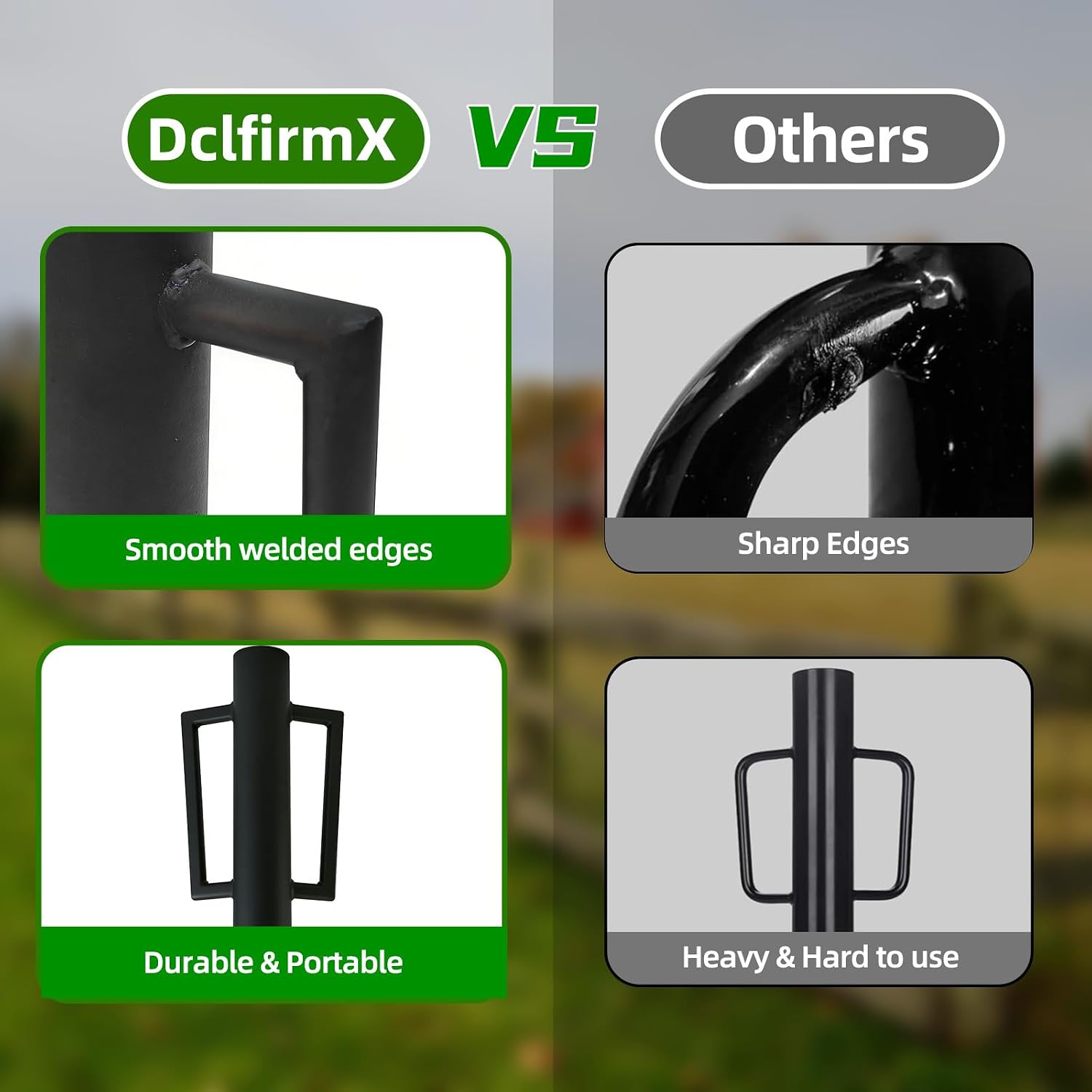 Fence Post Driver with Handle 16.5 Inch T Post Driver, 8LB Heavy Duty Hand Post Pounder, 2.7 inch Inner Diameter Hand
