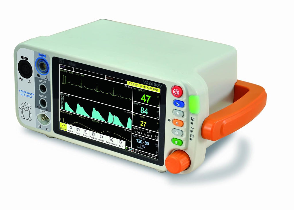 VS2000VCM 7" Veterinary Vital Signs Monitor with ETCO2(Mainstream) ECG RESP SpO2 NIBP Temp PR