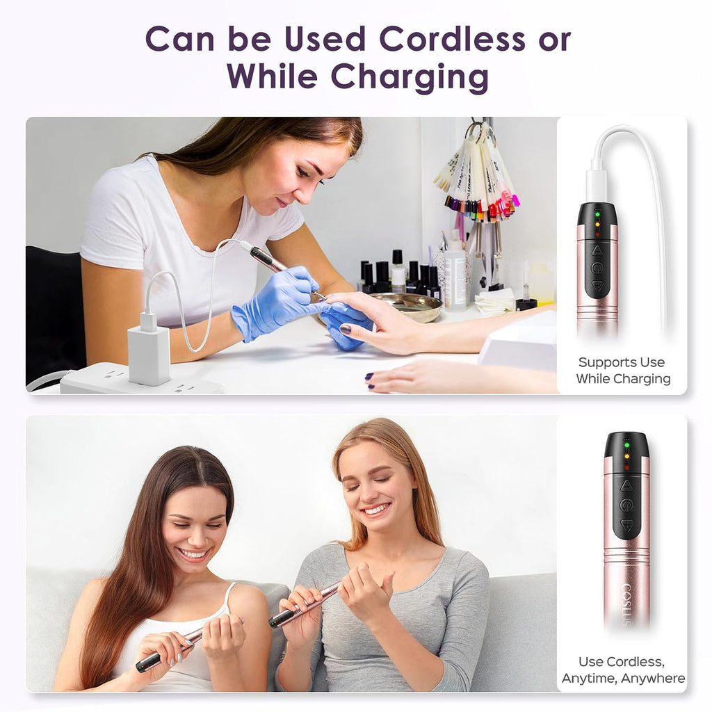 C20 Cordless Nail Drill Electric File, All-in-One Kit, Gold
